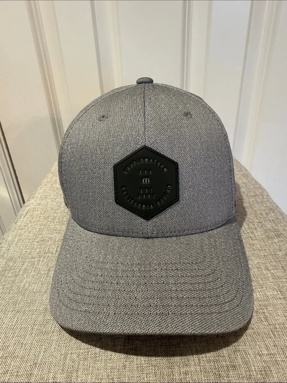 Travis Mathew Gray Flexfit Cap with Black Hex Patch